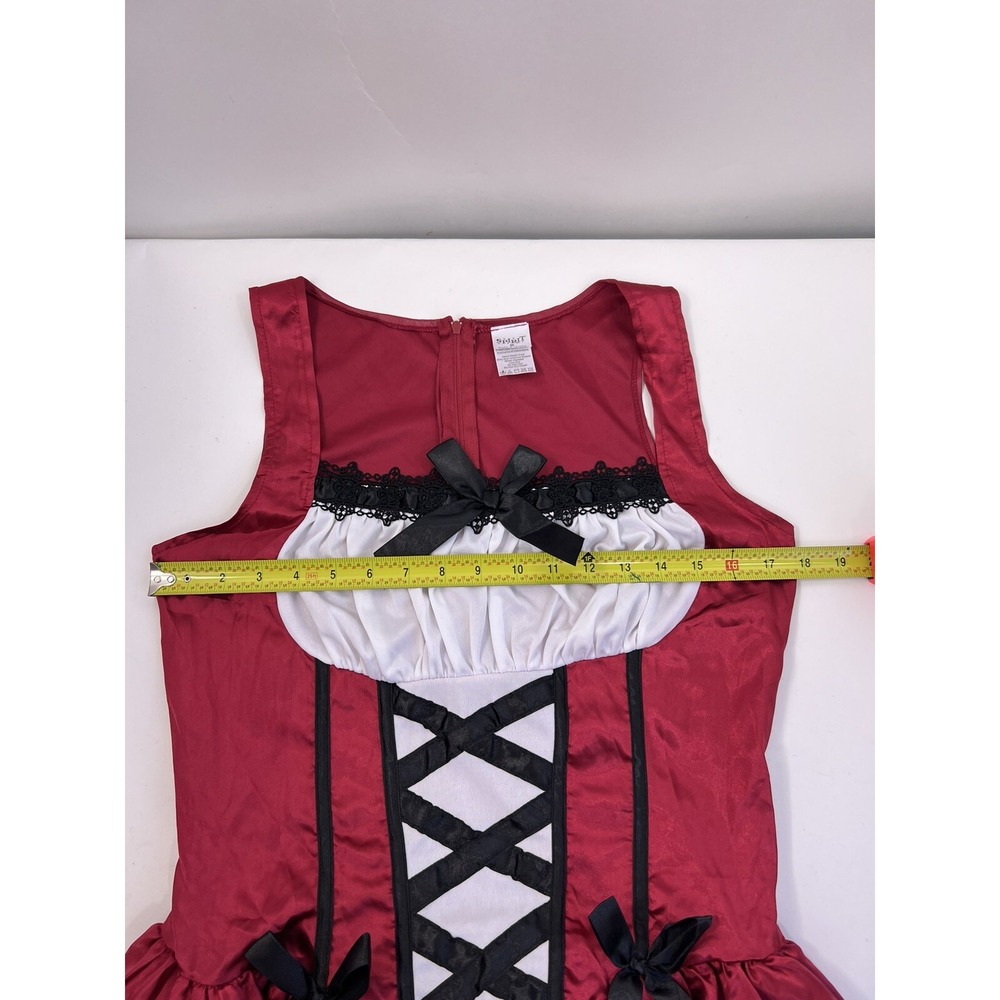 Spirit Halloween Beer Maiden‎ Costume Adult M Red Black Lace Trim Full Zip Back - Picture 8 of 9
